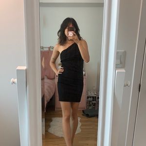 NWOT Rag and bone one shoulder black stretch dress